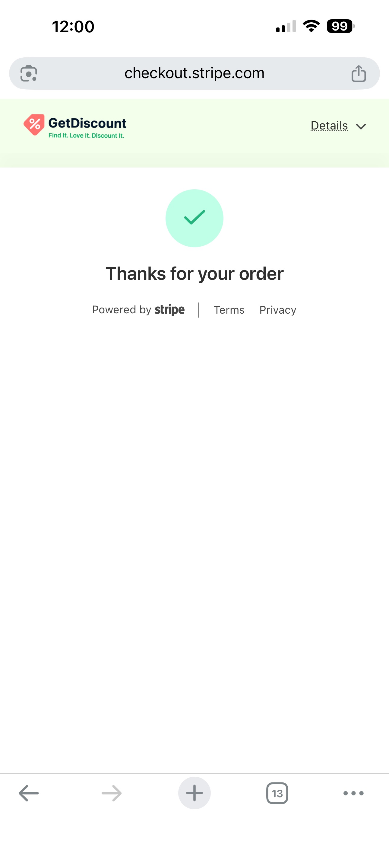 Web subscription success confirmation